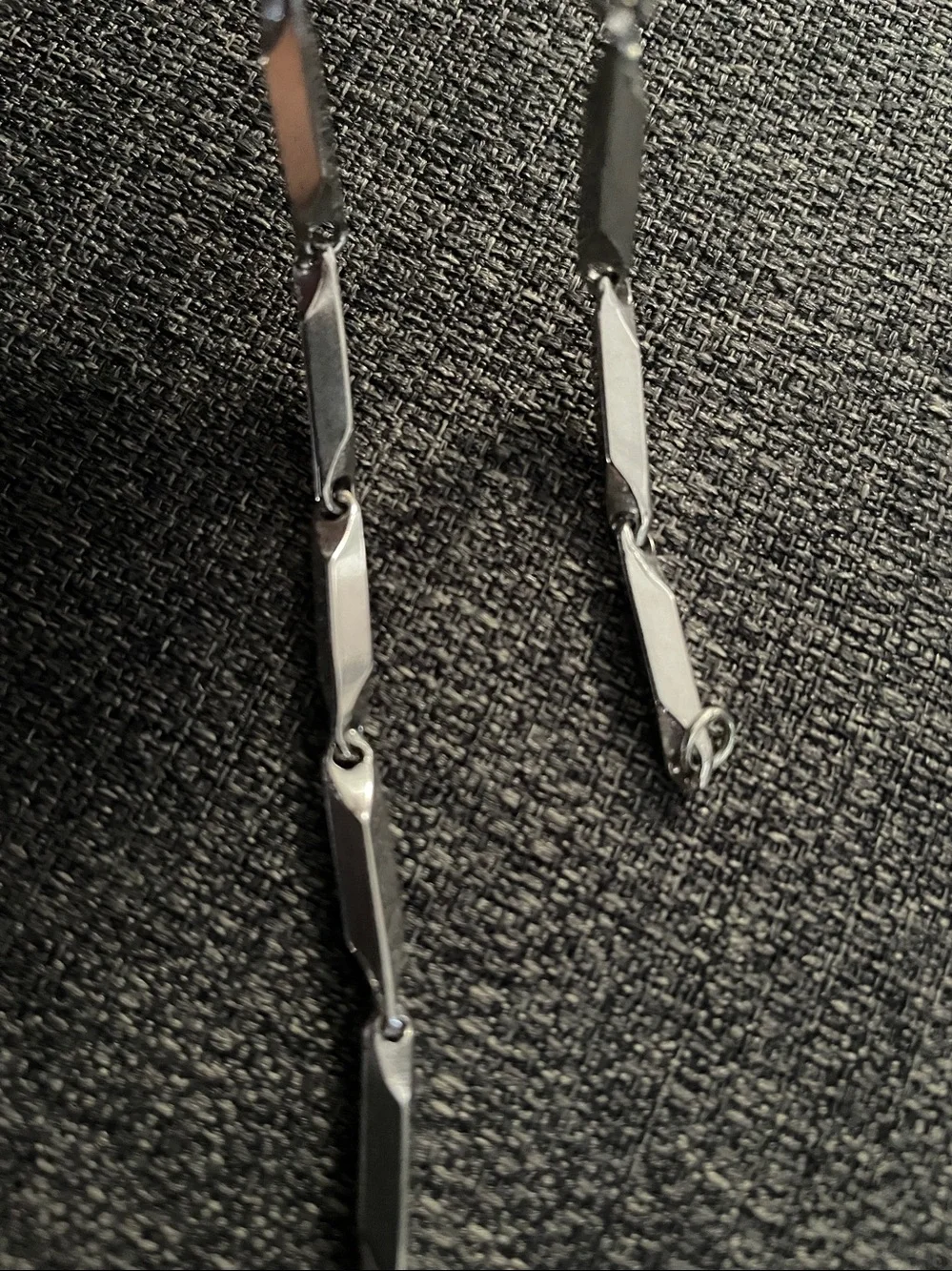 Sleek Silver Geometric Link Bracelet, New - Picture 7 of 8